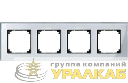 Рамка 4-м Merten стекло бриллиант серебро SchE MTN4040-3260 детальная картинка
