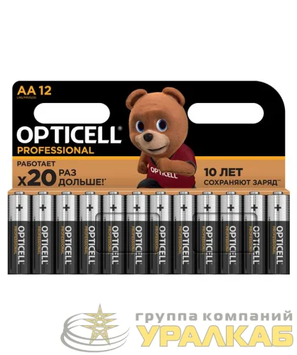 Элемент питания алкалиновый AA/LR6 (блист. 12шт) Professional Opticell 5052005 детальная картинка
