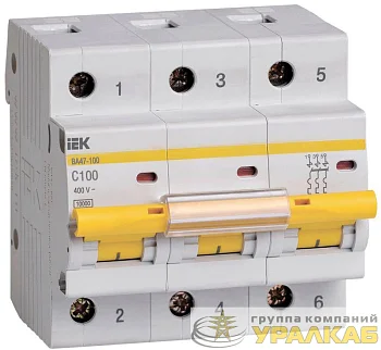 Выключатель автоматический модульный 3п C 100А 10кА ВА47-100 KARAT IEK MVA40-3-100-C