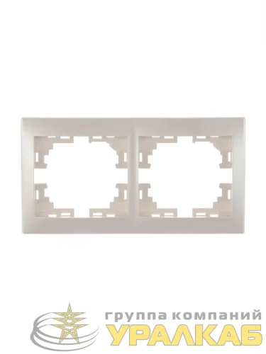 Рамка 2-м Mira горизонт. жемчуж./бел. перламутр. LEZARD 