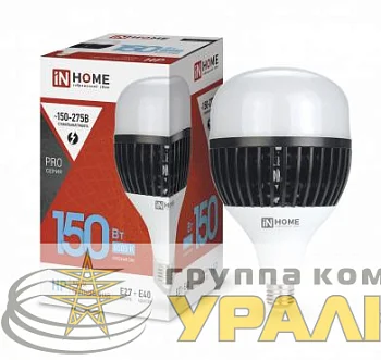 Лампа светодиодная LED-HP-PRO 150Вт грушевидная 6500К холод. бел. E27 14250лм 150-275В с адаптером E40 бел. IN HOME 4690612035703