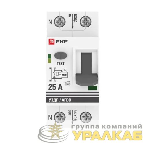 Устройство защиты от дугового пробоя (УЗДП) 1P+N C 25А 6кА с авт. выкл. PROxima EKF afdd-2-25C-pro детальная картинка