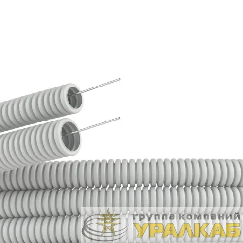 Труба гофрированная ПВХ гибкая легкая d16мм с протяжкой сер. (уп.100м) DKC 