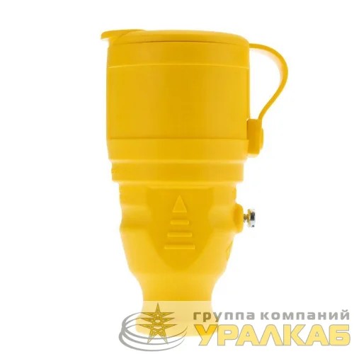 Розетка переносная влагозащищенная с крышкой с заземл. 16А IP44 каучук желт. Rexant 