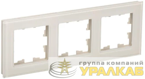 Рамка 3-м BRITE РУ-3-2-БрВа стекло ванильн. IEK BR-M32-G-K10 детальная картинка