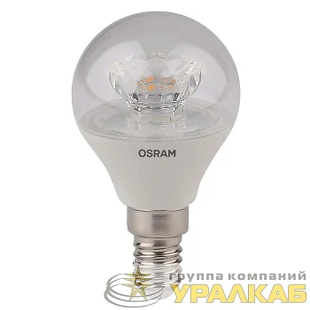 Лампа светодиодная LED STAR CLASSIC P 40 5.4W/830 5.4Вт шар прозрачная 3000К тепл. бел. E14 470лм 220-240В пластик. OSRAM 
