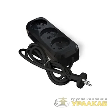 Удлинитель 3х2м без заземл. 10А IP20 Е-202 ПВС 2х0.75 АБС-пластик черн. UNIVersal 2113