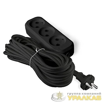 Удлинитель 3х5м без заземл. 6А IP20 У6-639М ПВС 2х0.75 черн. UNIVersal 2006