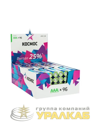 Элемент питания алкалиновый AAA/LR03 (уп.96шт) КОСМОС KOCLR03_96BOX детальная картинка
