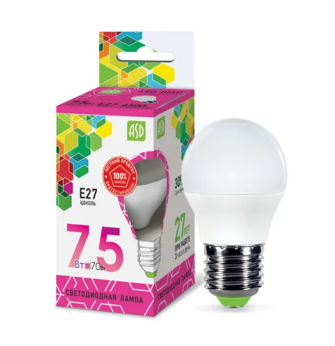 Лампа светодиодная LED-ШАР-standard 7.5Вт 230В E27 6500К 675Лм ASD 4690612019154 детальная картинка