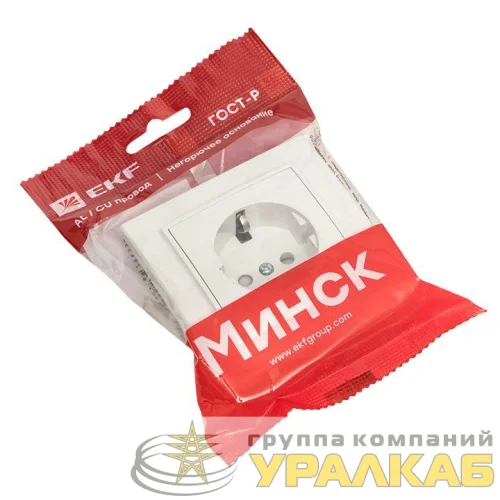 Розетка 1-м СП Минск 16А IP20 с заземл. защ. шторки бел. Basic EKF ERR16-028-100 детальная картинка