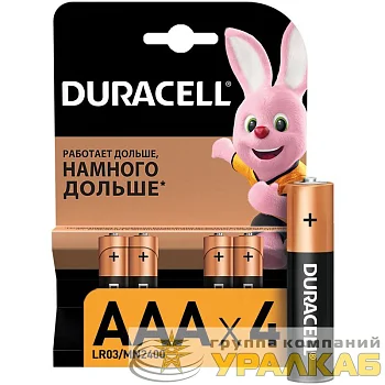 Элемент питания алкалиновый AAA/LR03/MN 2400 Basic BP-4 (блист.4шт) Duracell Б0014046/Б0026813