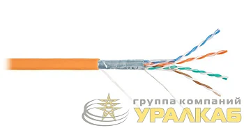 Кабель витая пара F/UTP кат.5e 4х2х24AWG solid LSZH оранж. (уп.305м) NIKOLAN NKL 2200C-OR