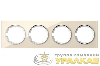 Рамка 4-м Garda горизонт. стеклянная беж. 2E52401301 OneKeyElectro 2234932