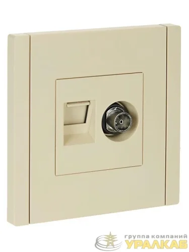 Розетка 2-м TV+RJ45 кат.5E FORTE&PIANO FP436 ваниль IEK 
