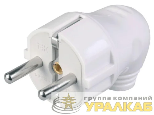 Вилка угловая ВПу11-01-Ст разборная с заземл. 16А бел. IEK EVP11-16-01-K01 детальная картинка