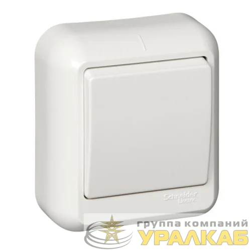 Выключатель 1-кл. ОП Прима 6А IP20 250В с монтаж. пластиной бел. (опт. упак.) SchE A16-051M-B детальная картинка