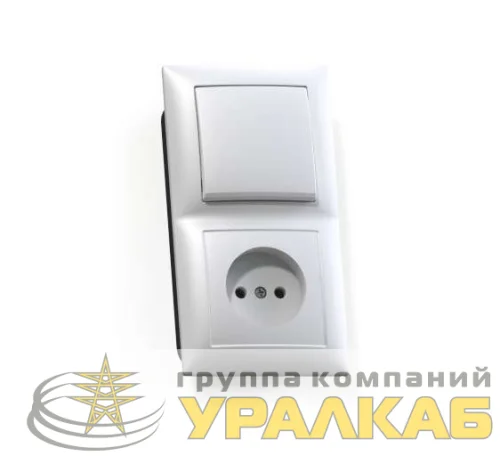 Блок СП БКВР-408 Селена (1-кл. выкл. + розетка) бел. Кунцево 8200 детальная картинка