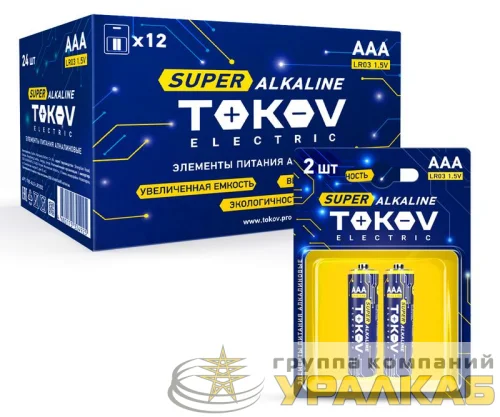 Элемент питания алкалиновый AAA/LR03 (блист.2шт) TOKOV ELECTRIC TKE-ALS-LR3/B2 детальная картинка
