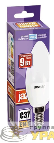 Лампа светодиодная PLED-SP 9Вт C37 свеча 5000К холод. бел. E14 820лм 230В JazzWay 