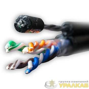 Кабель витая пара F/UTP кат.5E 4х2х24AWG solid Cu PE Outdoor Standard трос черн. (м) SUPRLAN 01-1026-1