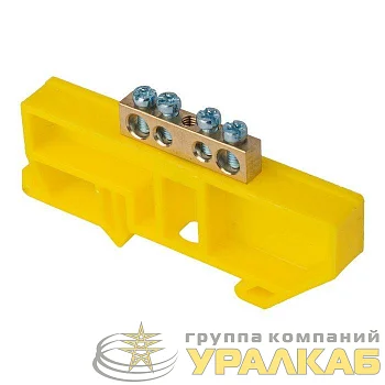 Шина нулевая N 6х9 4 отвер. латунь желт. изолятор на DIN-рейку PROxima EKF sn0-63-04-dz