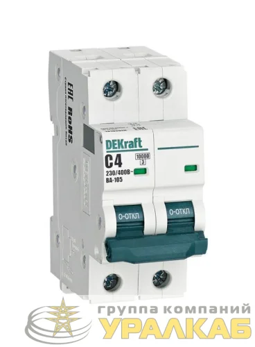 Выключатель автоматический модульный 2п C 4А 10кА ВА-105 DEKraft 
