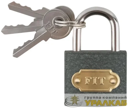 Замок навесной железный 32х28мм стальная дужка 5мм FIT 