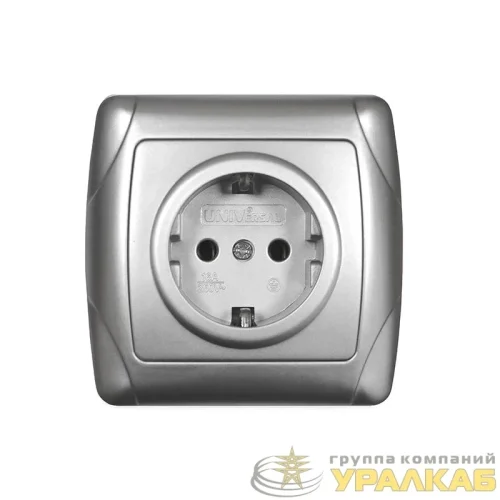 Розетка 1-м СП Маргарита 16А IP20 с заземл. серебр. UNIVersal 