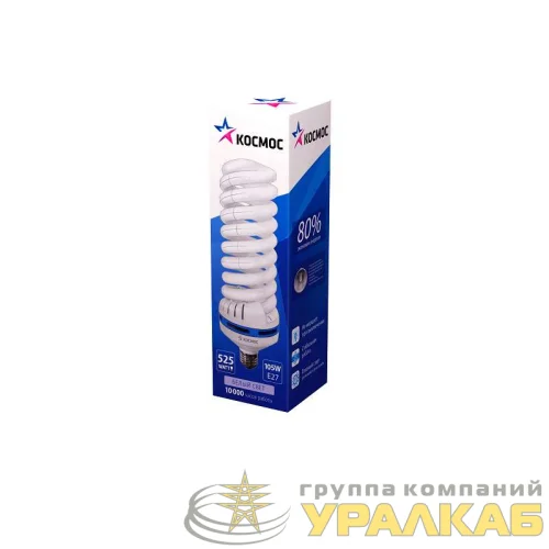 Лампа люминесцентная компакт. SPC 105Вт E27 спиральная 4000К КОСМОС LKsmT5SPC105WE2742_m детальная картинка Лампа люминесцентная компакт. SPC 105Вт E27 спиральная 4000К КОСМОС LKsmT5SPC105WE2742_m детальная картинка