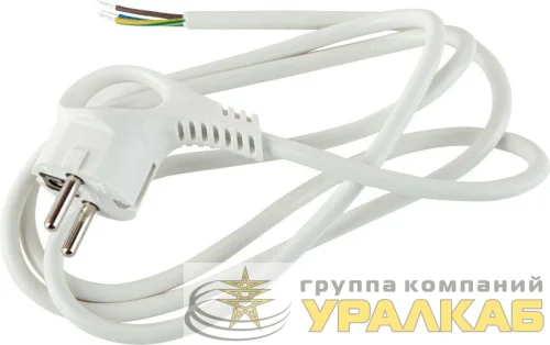 Шнур сетевой с вилкой UX-3х0.75-3м-W с заземл. 3м ПВС 3х0.75кв.мм бел. ЭРА Б0048692 детальная картинка