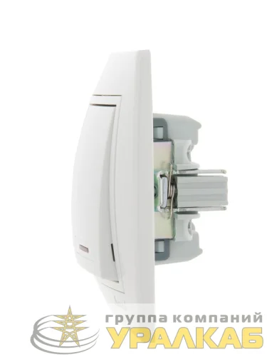 Выключатель 2-кл. СП Mira 10А IP20 с подсветкой с бел. вставкой бел. LEZARD 701-0202-112 детальная картинка