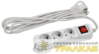 Удлинитель 3х5м с заземл. 10А IP20 UX-3es-5m ПВС 3х0.75 с выкл. Эра Б0035755