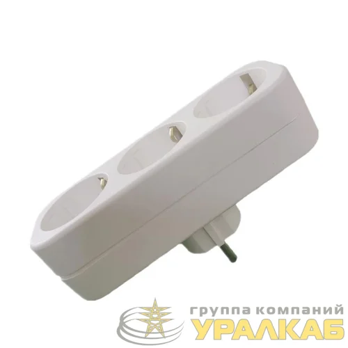 Разветвитель 3-м с заземл. 16А 250В IP20 полипропилен бел. TOKOV ELECTRIC 