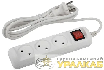 Удлинитель 3х1.5м без заземл. 10А IP20 U-3s-1.5m-2х1 ПВС 2х1 с выкл. Эра 