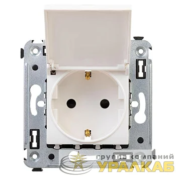 Розетка 1-м СП 2мод. Avanti "Белое облако" 16А IP41 2P+E защ. шторки с крышкой бел. DKC 4400013