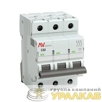 Выключатель автоматический модульный 3п C 32А 6кА AV-6 AVERES EKF mcb6-3-32C-av