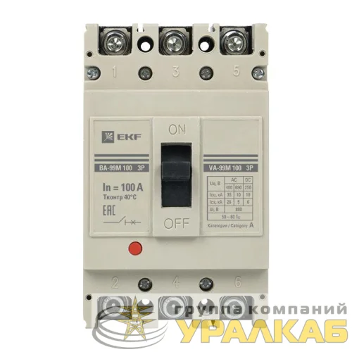 Выключатель автоматический 3п 100/100А 35кА ВА-99М PROxima EKF mccb99-100-100m детальная картинка