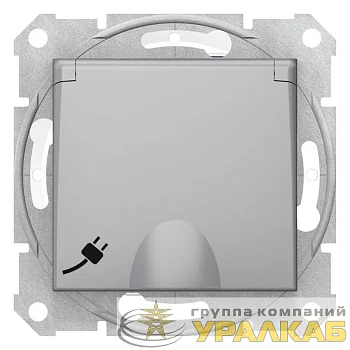 Розетка 1-м СП Sedna 16А IP44 250В с заземл. защ. шторки с крышкой механизм алюм. SchE 