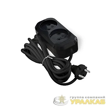 Удлинитель 2х3м без заземл. 10А IP20 Е-202 ПВС 2х0.75 АБС-пластик черн. UNIVersal 2104