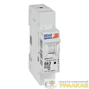 Выключатель автоматический модульный 1п B 63А 4.5кА OptiDin BM63-1B63-4.5-УХЛ3 КЭАЗ 