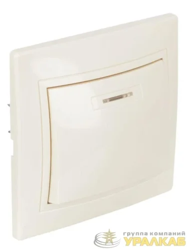 Выключатель 1-кл. СП Кварта 10А IP20 ВС10-1-1-ККм с индикацией крем. GENERICA 