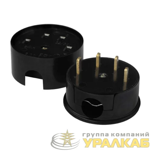 Разъем РШ-ВШ 32А 380В 3Р+РЕ кругл. черн. UNIVersal 1233 детальная картинка