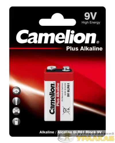 Элемент питания алкалиновый "крона" 6LR61 6LR61-BP1 (блист.1шт) Camelion 1655 детальная картинка