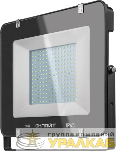 Прожектор светодиодный 14 345 OFL-200-6.5K-BL-IP65-LED 200Вт 6500К IP65 18000лм черн. ОНЛАЙТ 14345 детальная картинка
