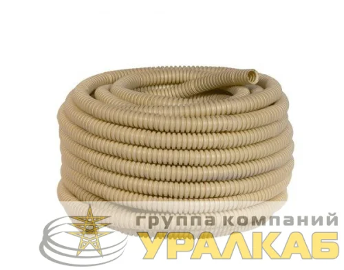 Труба гофрированная ПВХ d20мм с протяжкой свет. дерево (уп.25м) Plast PROxima EKF tg-z-20w детальная картинка
