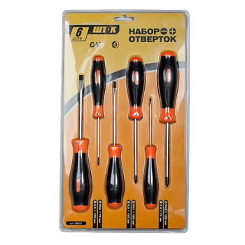 Набор отверток оранж. серия 6 предметов (блистер) SHTOK 