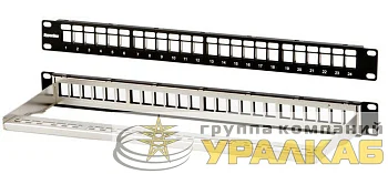 Патч-панель PPBL3-19-24-SH-RM модульная 19дюймов 24 порта Flat Type 1U для экранир. и неэкранир. модулей KJ2(C6A) KJ5; KJE; KJNE; с задним каб. организат. (без модулей) Hyperline 34878