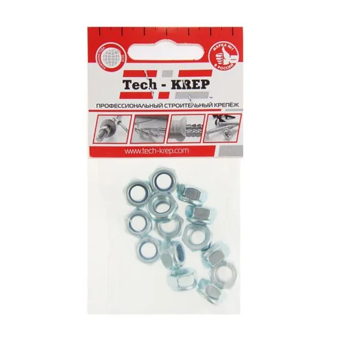 Гайка самоконтрящаяся М8 цинк. DIN 985 (уп.14шт) пакет Tech-Krep 