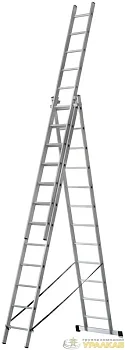 Лестница трехсекционная 3х12 H=343/594/841см 17.83кг усиленная алюм. FIT 